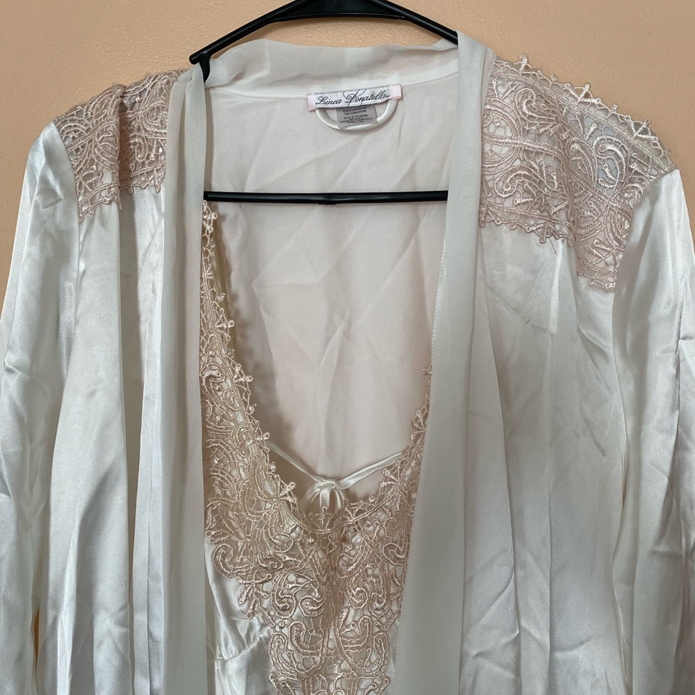 White Satin Slip Dress With Satin Robe!